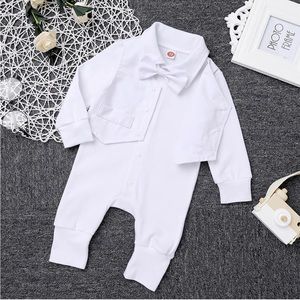 Baby Boys Baptism Christening Outfit Bowtie Romper Tuxedo Suits